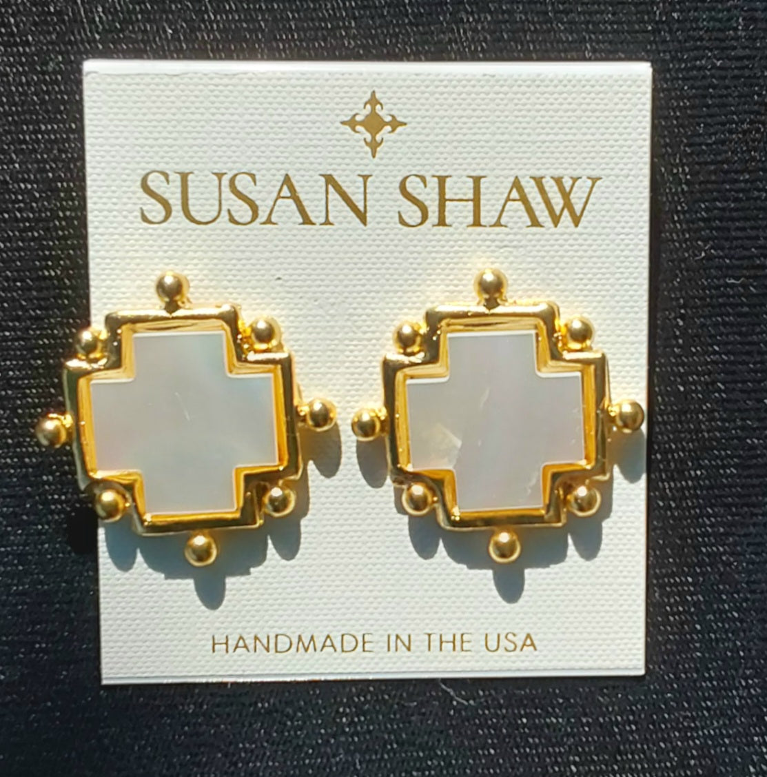 Susan Shaw Mother of Pearl Post Earrings