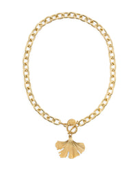 Susan Shaw 24K Gold Hand Cast Ginko Leaf Chain Necklace