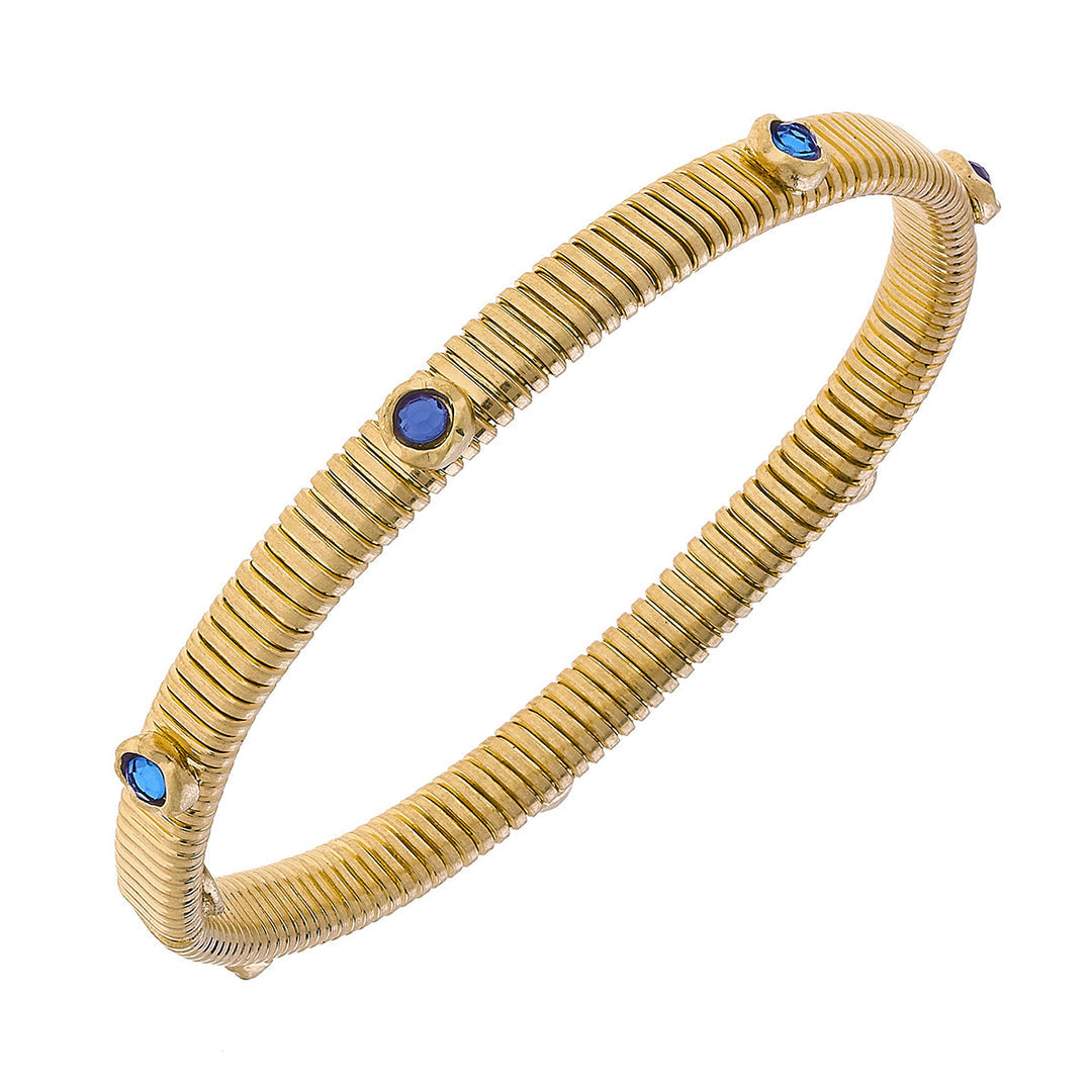 Canvas Thin Snake Bracelet w Blue Stones