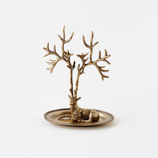 Colier West- Brass Stag/Deer Jewelry Holder
