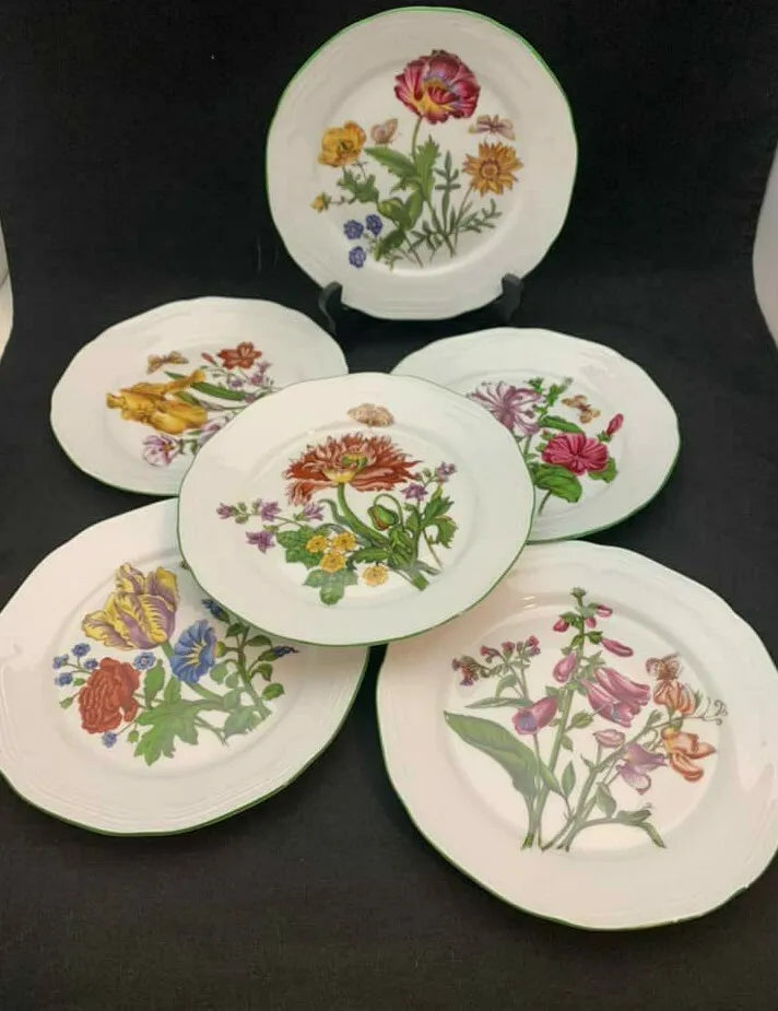 Vintage 6 pc Ardalt with Germany Porcelin Wildflower Pattern Dish Set