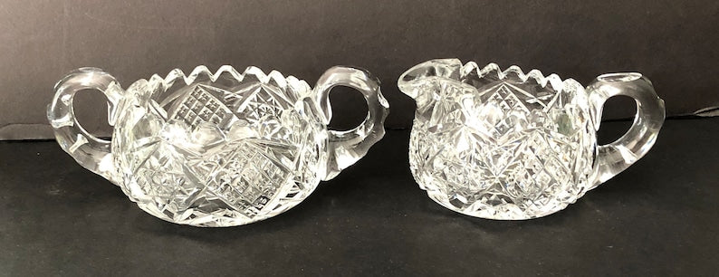 Heavy Crystal Creamer and Sugar Set