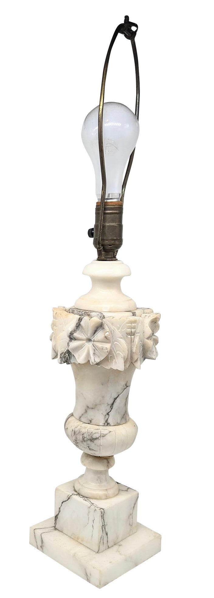 Vintage 1920's Neoclassic Carrara Alabaster Marble Lamp
