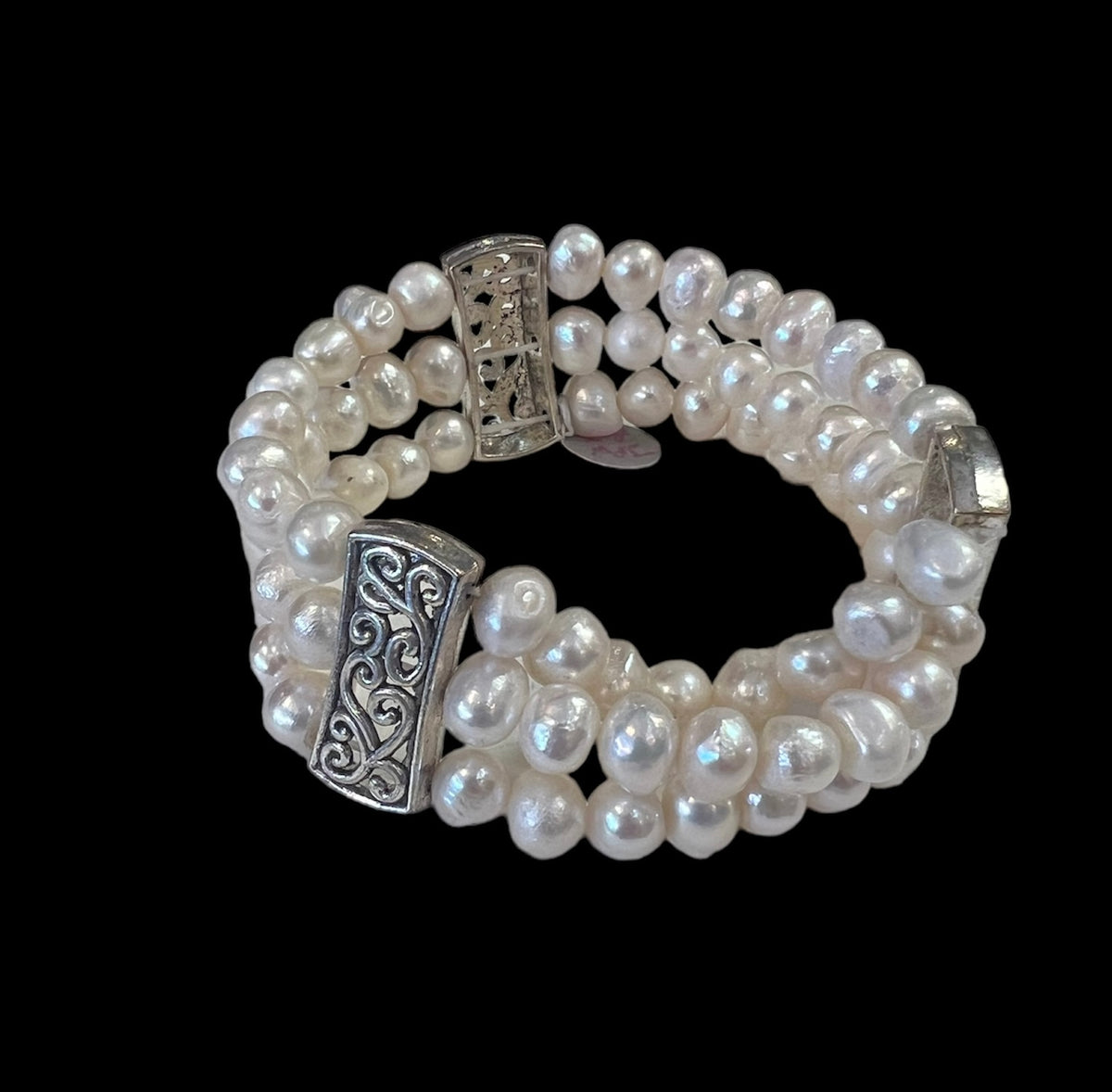JPW Stacked Pearl and Silver Bracelet
