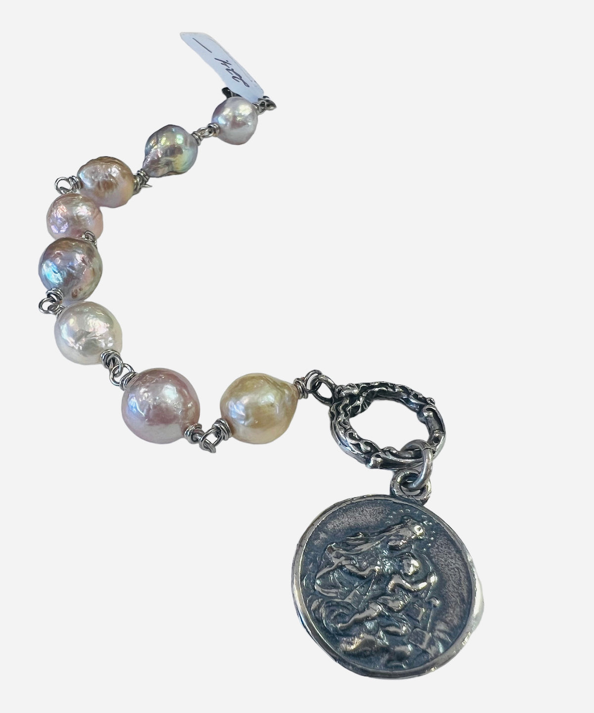 AP Pearl with Saint Coin Charm Bracelet