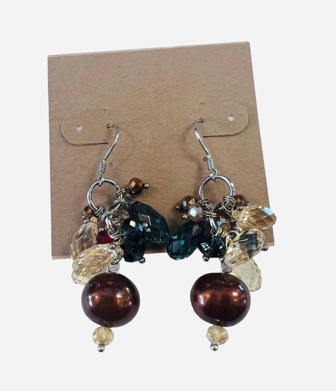 JPW Brass Pearl/Crystal Drop Earrings