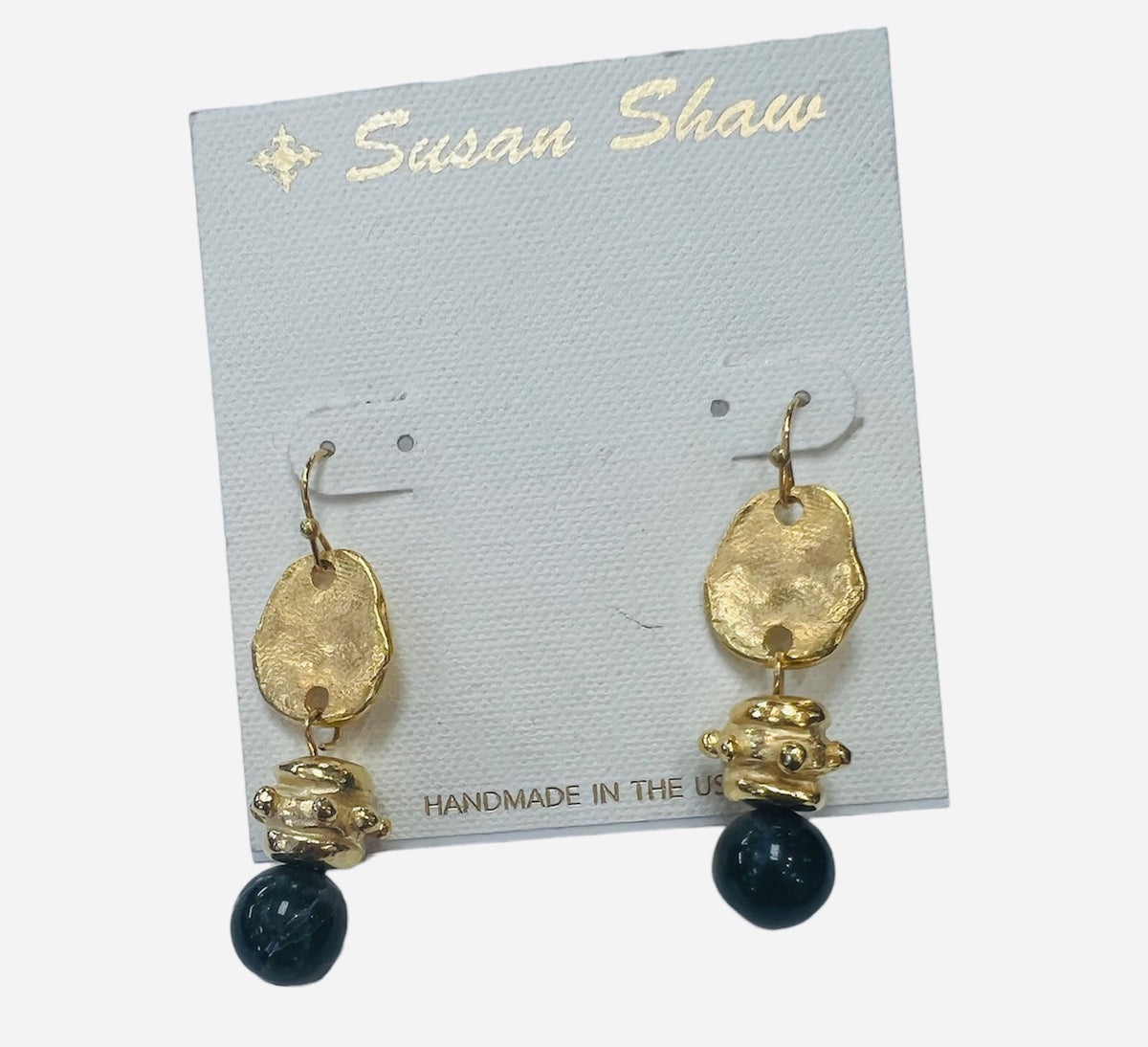 Susan Shaw 24 K Gold Plated Sodalite Earrings