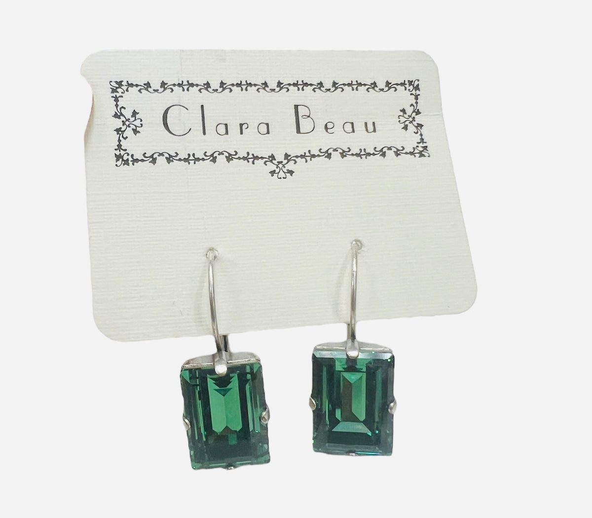 Clara Bleu Swarovski Crystal Silver Plated Earrings - Green