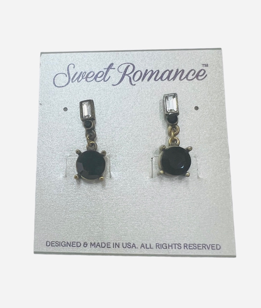 Sweet Romance Brass Black Drop Earrings