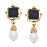 Susan Shaw Charlotte White French Glass Pearl Drop Earrings