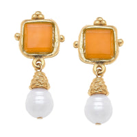 Susan Shaw Charlotte White French Glass Pearl Drop Earrings