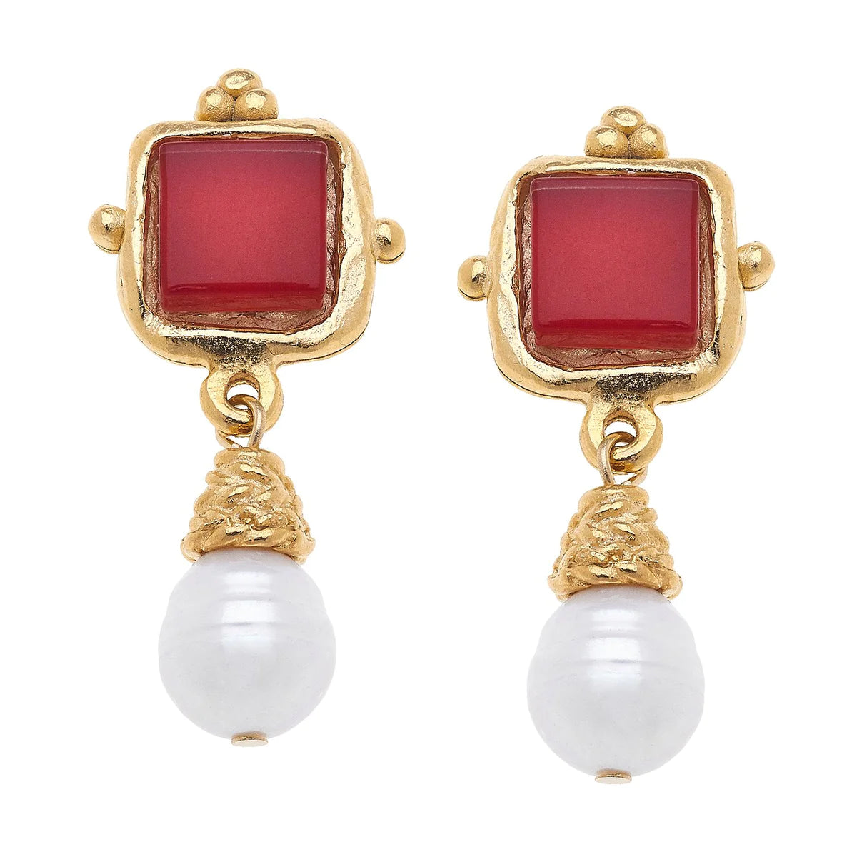 Susan Shaw Charlotte White French Glass Pearl Drop Earrings