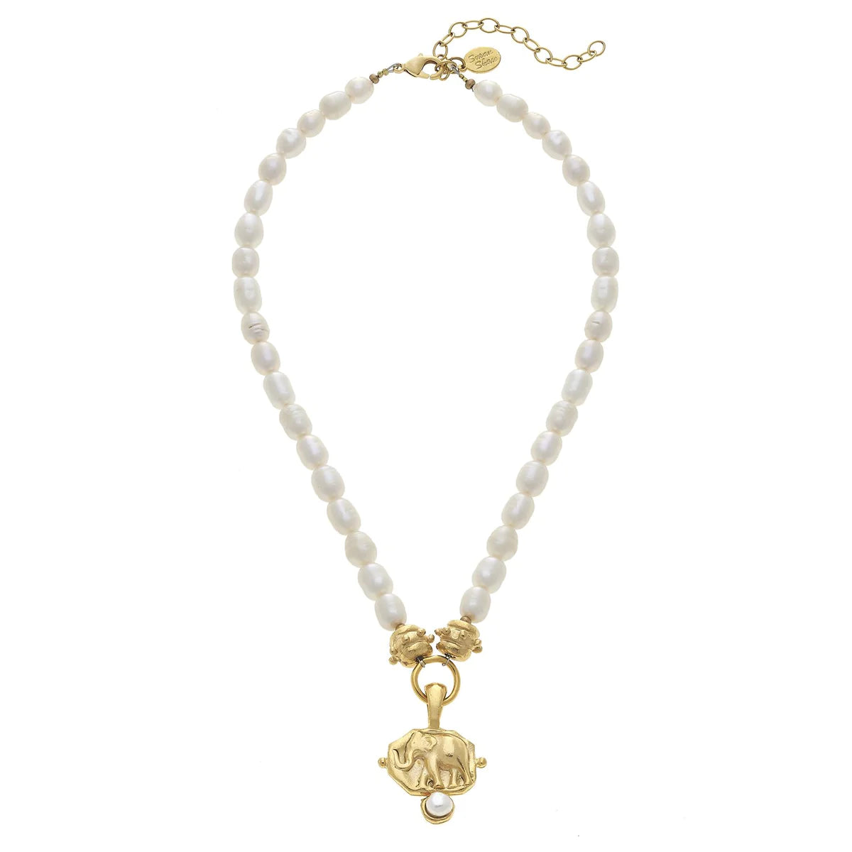 Susan Shaw- Elephant Intanglio Pearl Necklace