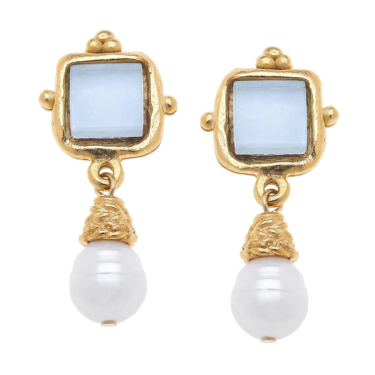 Susan Shaw Charlotte White French Glass Pearl Drop Earrings